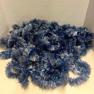 Vintage‎ Christmas Tinsel Garland Blue/Silver 48’ long x 1.5” wide